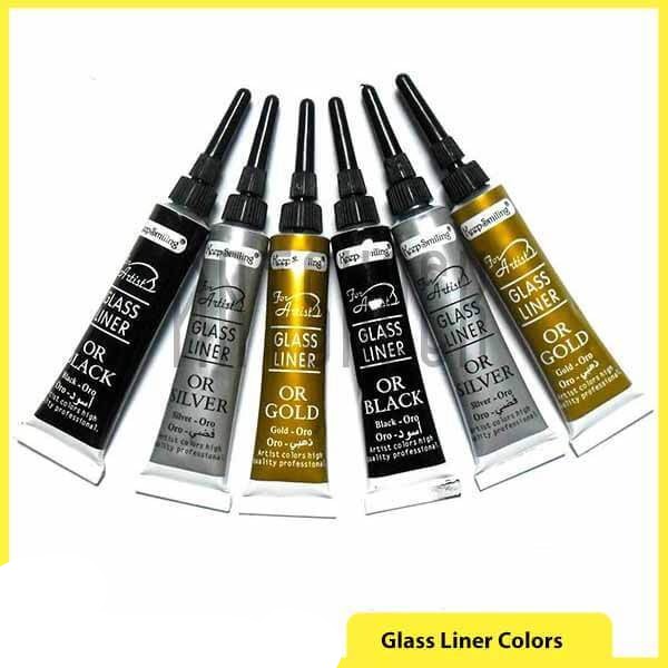12ml Glass Painting Colours Tube GoldSilverBlack Stationeria