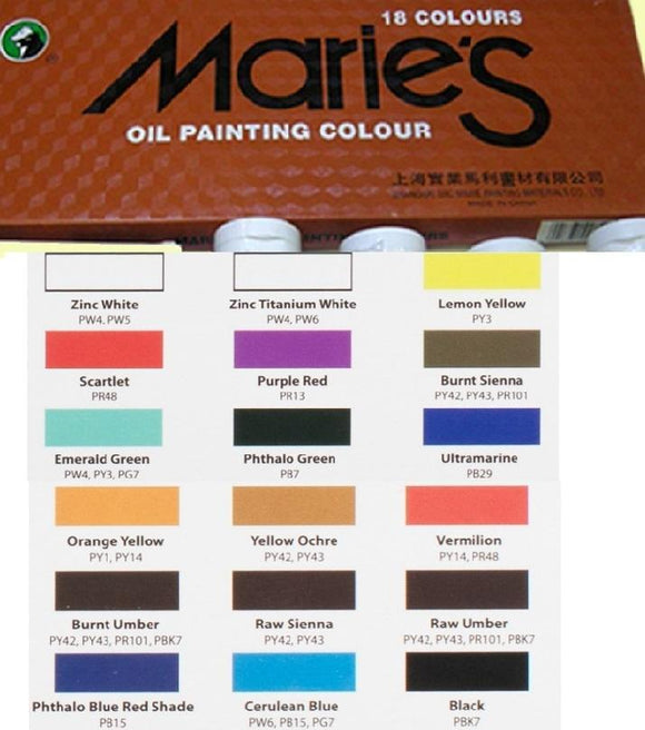 Marie’s Oil Painting Colors 18 Colors