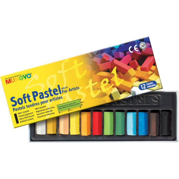 MUNGYO Soft Pastels for Artist 12 Pieces Color Set MPS – 12 – Multi Colors