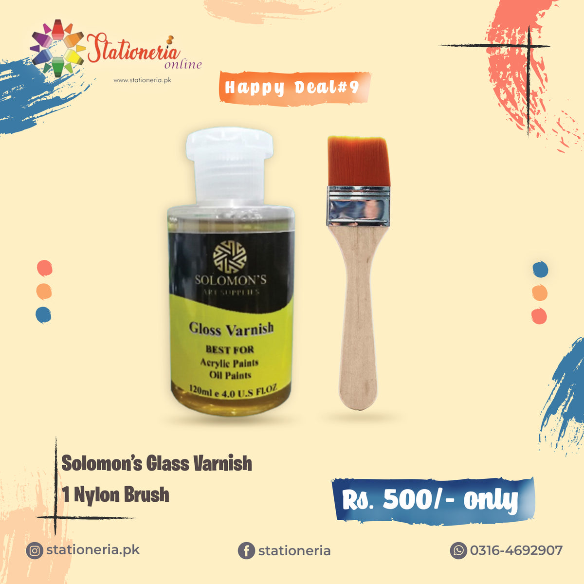 Solomons - Gloss Varnish , Acrylic Transparent Gloss Varnish 120ml Ideal  For Use On Acrylic And Oil Paints Price in Pakistan - View Latest  Collection of Artist Mediums & Varnishes