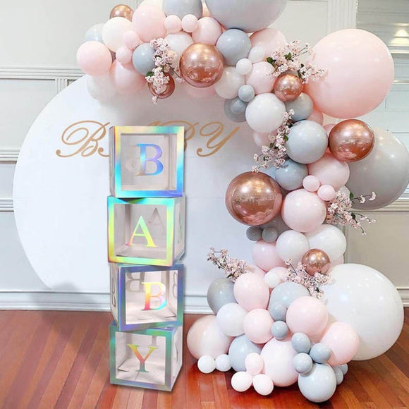 Color Baby Box Silver Color BABY Box, DIY Transparent Baby Boxes for First Birthday ...