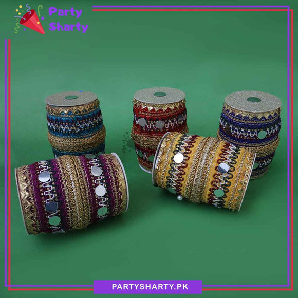 D-2 Multi Color Dhol Shaped Nikkah Pouches Pack of 6 For Nikkah, Mayun, Mehndi or Dholki Favor Gifts Bid Pouches