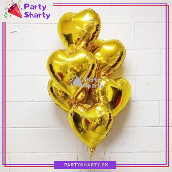 Golden Heart Shaped Foil Balloons For Valentine, Anniversary, Wedding Celebration and Decoration