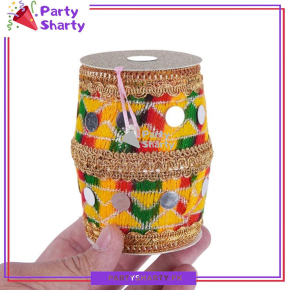 Multi Color Dhol Shaped Nikkah Pouches Pack of 6 For Nikkah, Mayun, Mehndi or Dholki Favor Gifts Bid Pouches