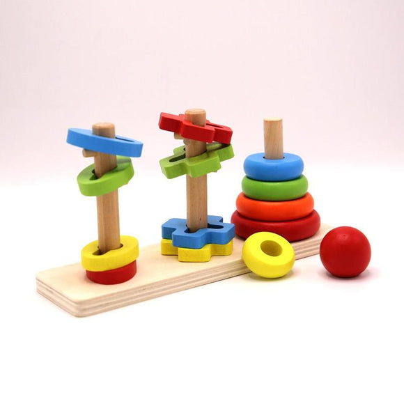 Rainbow Three Column Tower Shape Educational Toys