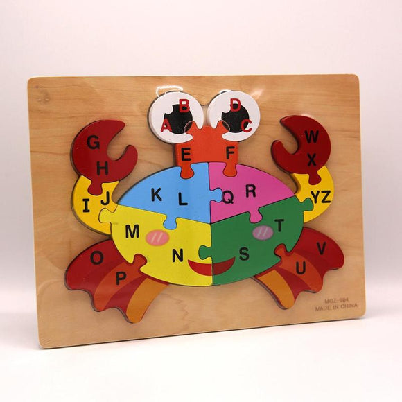 Letters Animal Wooden Puzzle Educational Toy