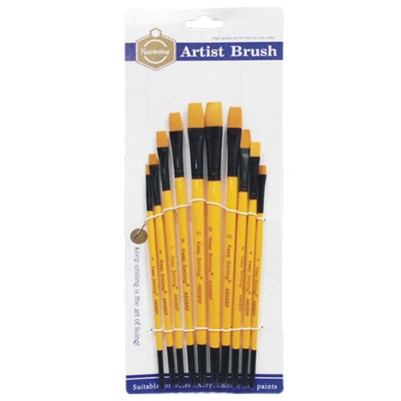 Keep Smiling Paint Brush Set Flat Yellow (10 Pcs)