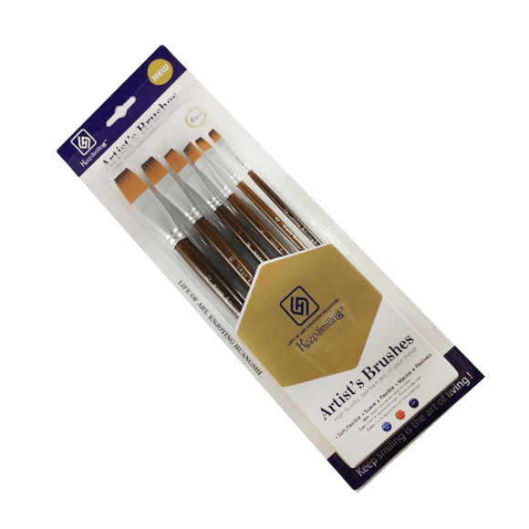 Keep Smiling New Bright Artist Brush Pack Of 6