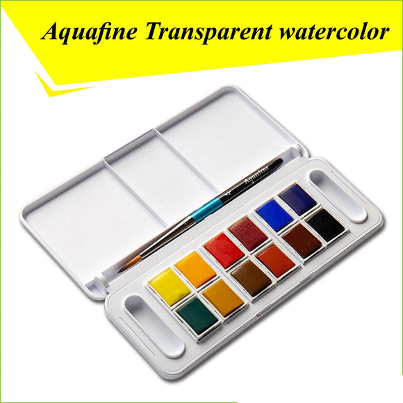 Aquafine Transparent Watercolor Travel set of 12 pcs for Professionals