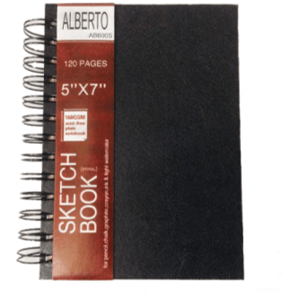Alberto A6 Size 5x7 inches Spiral Sketchbook- 160 GSM