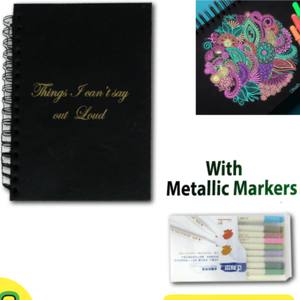 Hardcover Black Paper Notebook with Metallic Marker Set of 10