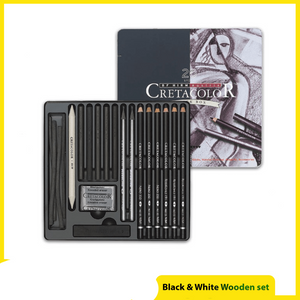 Cretacolor Wooden Black Box (20 Parts Charcoal & Drawing Set)