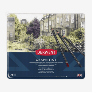 DERWENT GRAPHITINT COLORED SOLUBLE GRAPHITE PENCILS TIN PACK OF 24
