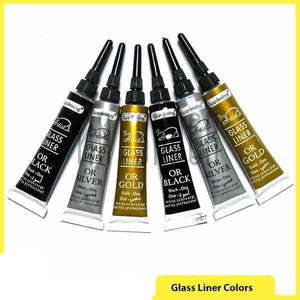12ml Glass Painting Colours Tube – Gold-Silver-Black