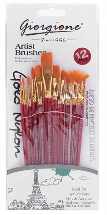 Giorgione Multi Shapes Artist Paint Brush Set of 12 Pieces