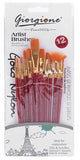 Giorgione Multi Shapes Artist Paint Brush Set of 12 Pieces