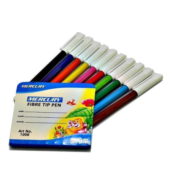 Mercury Fiber Tip Pen – Multicolor Pack Of 10