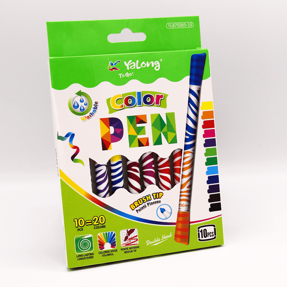 YALONG COLOR PEN DOUBLE HEAD PACK OF 10