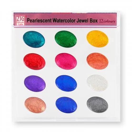 Zig watercolor system pearlescent watercolor jewel box (12 Colors Set)